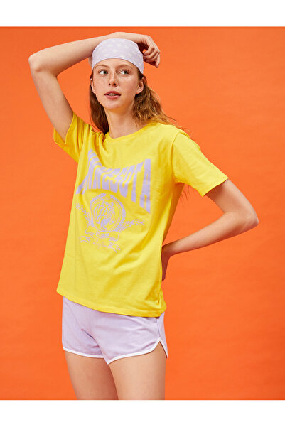 Koton Letter Printed T-Shirt Crew Neck Βαμβακερό