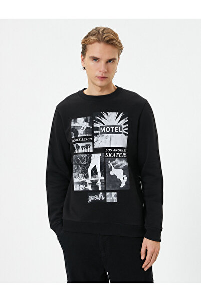 Koton Μακρυμάνικο φούτερ με λαιμόκοψη με σλόγκαν