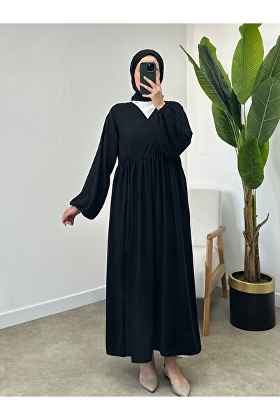 CHUL KRUVAZE YAKA FERACE -SİYAH- GENİŞ BEDEN ARALIĞI