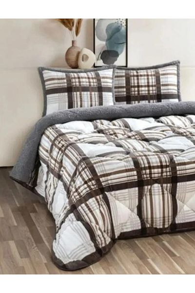 Merinos Wera Grey Single Comforter Set - Pillow and Quilt (160X240)