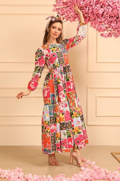 KÜÇÜĞÜM BUTİK Rochie cu mâneci lungi cu modele autentice roz