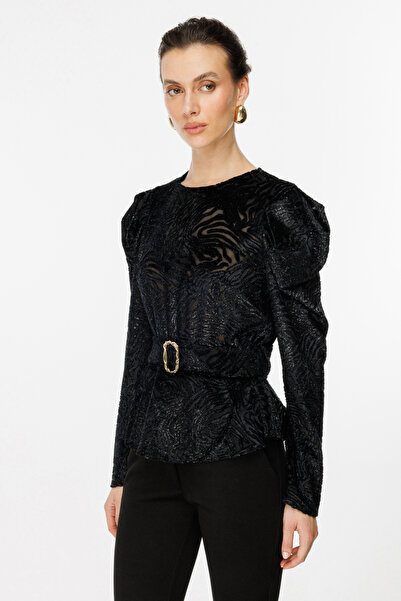 Ekol Μπλούζα με φερμουάρ στην πλάτη και ζώνη μέσης μαύρη