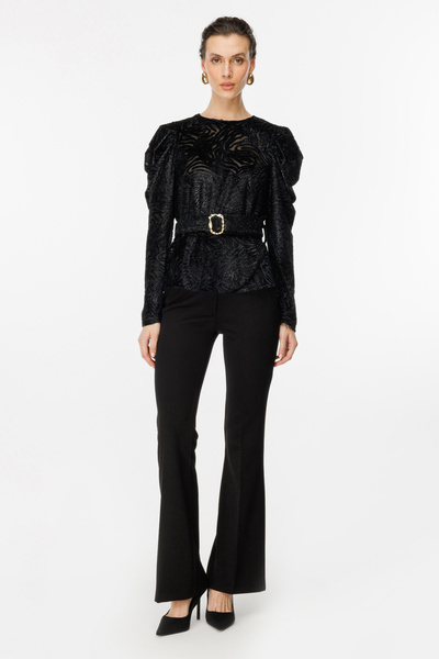 Ekol Μπλούζα με φερμουάρ στην πλάτη και ζώνη μέσης μαύρη