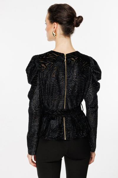 Ekol Μπλούζα με φερμουάρ στην πλάτη και ζώνη μέσης μαύρη