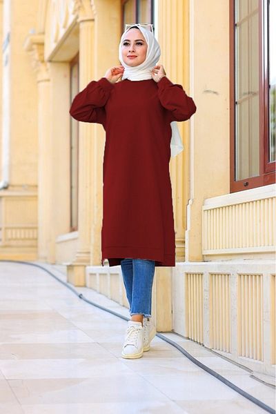Aşkı Endam Large Size Mehtap Two Thread Tunic - Claret Red