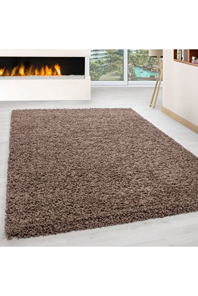 my şekil MYDECO CARPET Soft Shaggy Halı yüksek tüylü düz Açık Kahverengi Çocu...