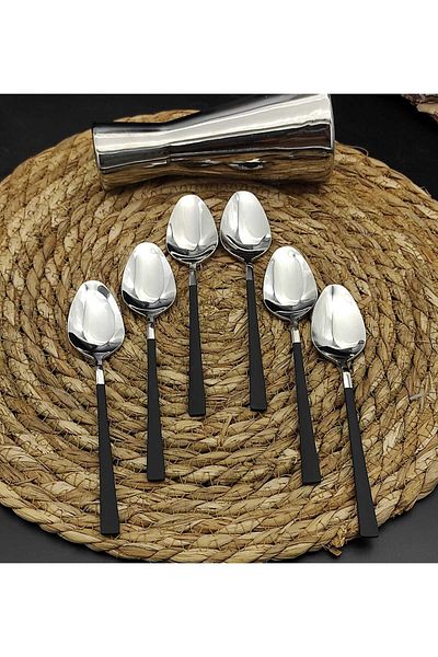 BRONDOFF Stayle Black Steel 6 Piece Dinner Spoons