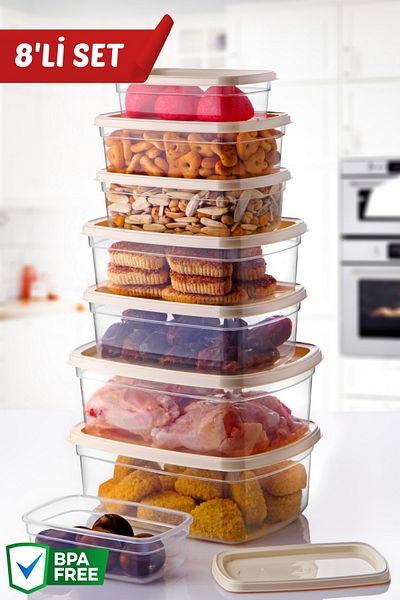Nandy Home Set of 8 Easybox Multi-Purpose Storage Containers, Usable for Microwave and Freezer