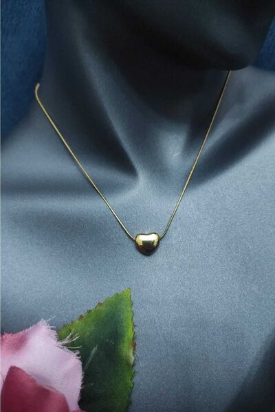 SherDesing Kalp Obje Sarı Çelik Kolye