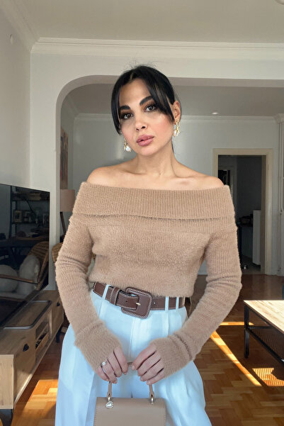 Seda Yalçın Atelier Камел Мадона Яка Мек Плетен Пуловер