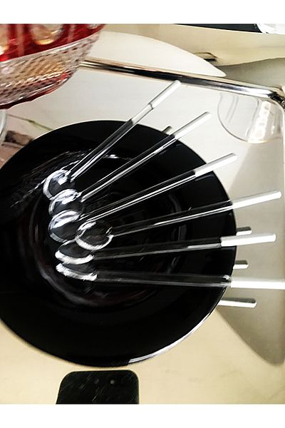 DECOSTYLE Set of 6 Silver Tea and Coffee Mixing Spoons - Glass 11 cm