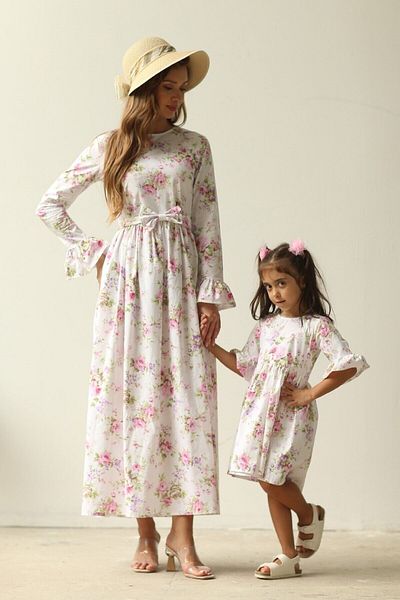 KÜÇÜĞÜM BUTİK Pink Purple Floral Hijabbeyazzemin - Συνδυασμός μητέρας και κόρης (ΜΟΝΟ ΠΩΛΕΙΤΑΙ)