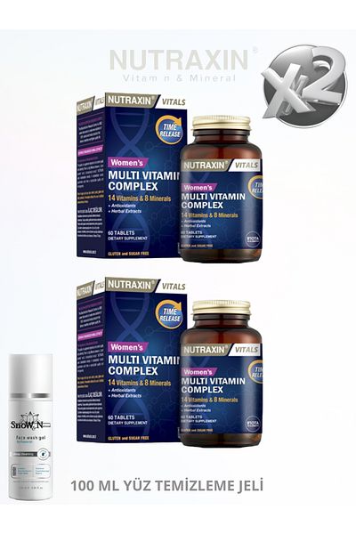 Nutraxin Multivitamin Women, Multivitamin & Mineral Complex 60 Tablets (2 Pcs) 1X100Ml Facial Cleansing Gel