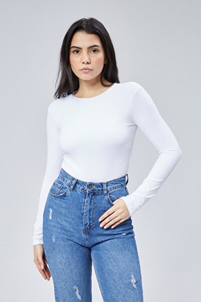 Maison La Femme Боді на підкладці білого кольору з довгими рукавами та застібкою на липучці