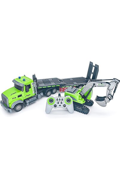 PeriYedi Uzaktan Kumandalı Şarjlı İş Makinası Taşıyan Tır İkili Kontrol Edilebilir RC Set