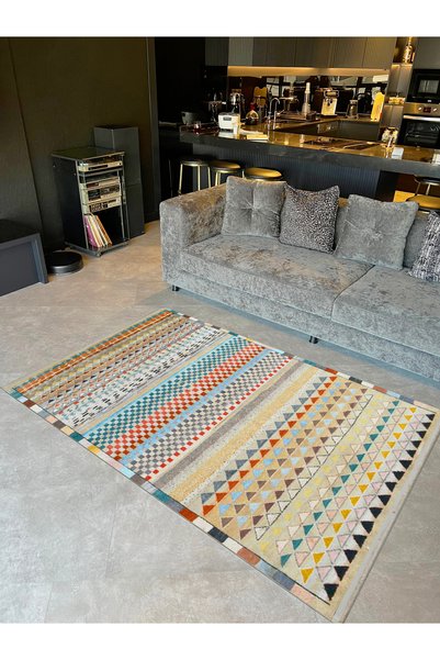 Rugs Modern Halı Barcelona Collection Multicolored Shapes Detailed Patterned ...