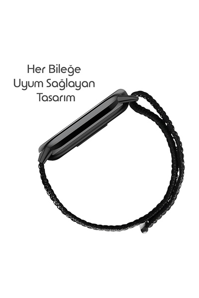 Dexmon Xiaomi Mi Band 8 Mi Band 9 Mi Band 10 Uyumlu Hasır Örgü Kordon Kayış Bileklik