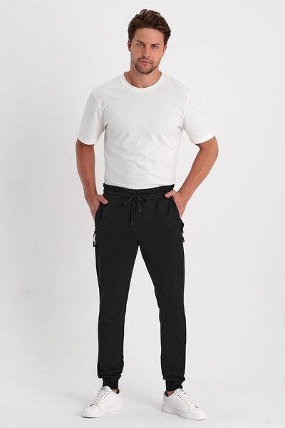 yakamor Pantaloni de trening pentru bărbați, cu fermoar, buzunar, cu nervuri