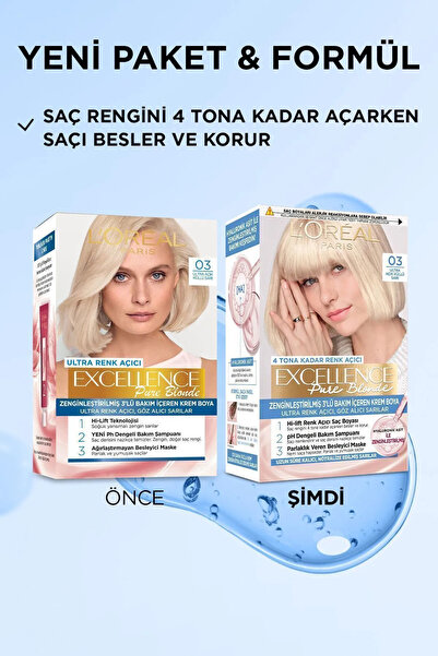 L'Oreal Paris Excellence Saç Boyası 03 Ultra Açık Küllü Sarı 3'lü Set Yenilenmiş Ambalaj