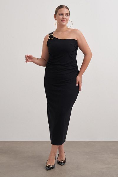 MYLİNE One Shoulder Dress with Metal Buckle Detail