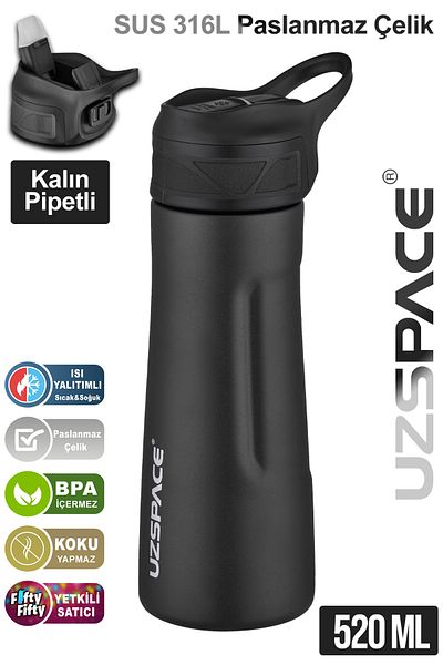 Uzspace 520 ml Steel Thermos - with Straw, 4 Different Colors, Insulation up to 12 Hours
