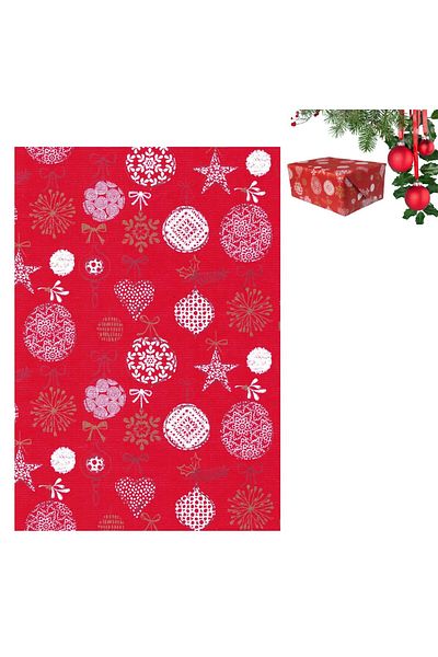 roco paper Heart Patterned Red Italian Gift Wrapping Paper - 70X200 cm
