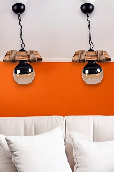 KLAS AYDINLATMA OKEY  AHŞAP TEKLİ 2 ADET DEV KAMPANYALI AĞAÇ AVİZE