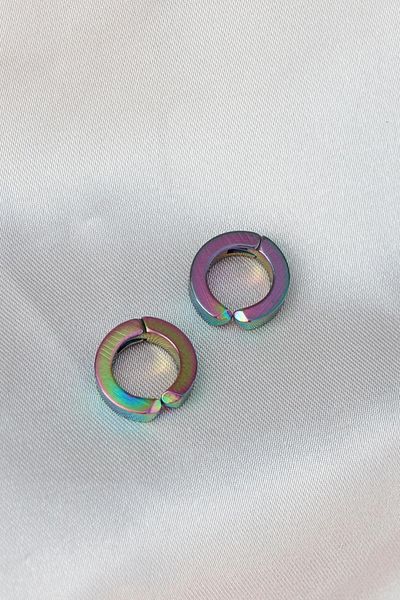 Celira Steel Hematite Colored Hoop Model Men's Earrings
