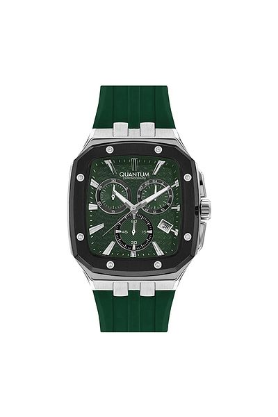 Quantum Men's Watch New Season Silicone Green Color Function Genuine Leather Card with Calendar