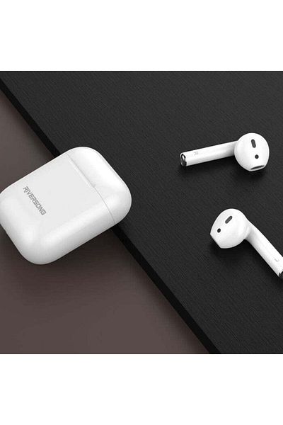 RİVERSONG سماعات أذن ستيريو لاسلكية حقيقية Airfly L2 مع شحن من النوع C، وتحكم باللمس، ومقاومة للعرق، باللون الأبيض