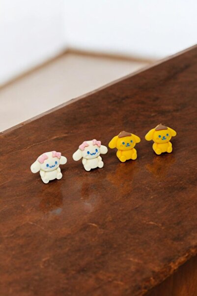 MakeWell Çelik 2li Küpe Seti Hello Kity Kuromi Mickey Mouse Cinnamoroll Çelik Çocuk Küpesi