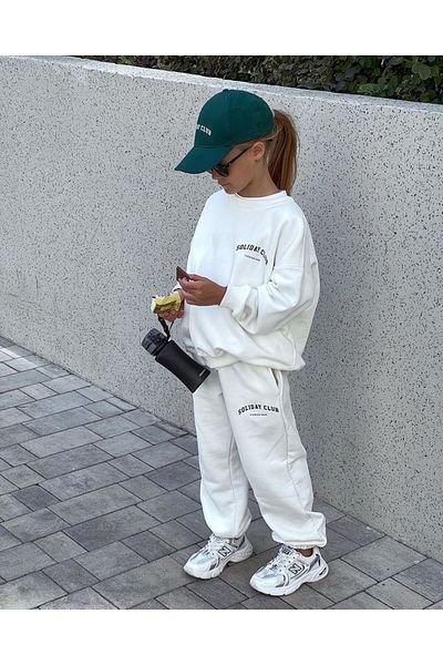 Sipsirin Girls Boys White Color Winter Bottom Top Tracksuit Set - Unisex Comfortable Fit Casual Sports Set