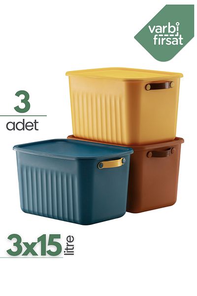 Varbifırsat Boxify Mix 15 Lt - 3 Pieces Organizer Box with Lid, Decorative Storage Organizer