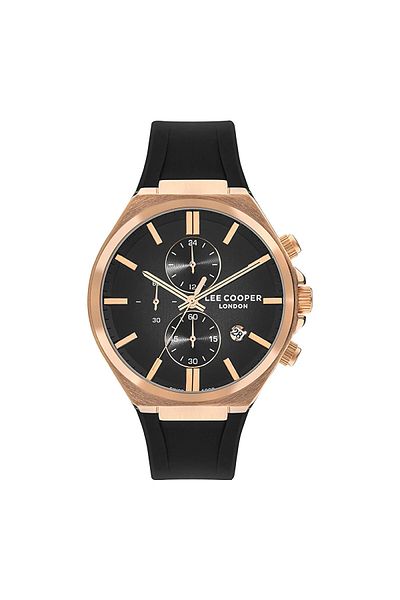Lee Cooper Men's Watch New Season Silicone Black-Rose Color Function with Calendar