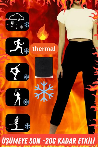 canstreetwear UNISEX Negru Thermal Plush Interior Iarnă Cald Lenjerie Termică Colanți