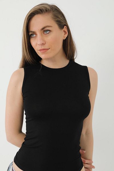 Arma Yıldız Black Women's Bamboo T-Shirt Crew Neck Sleeveless Undershirt