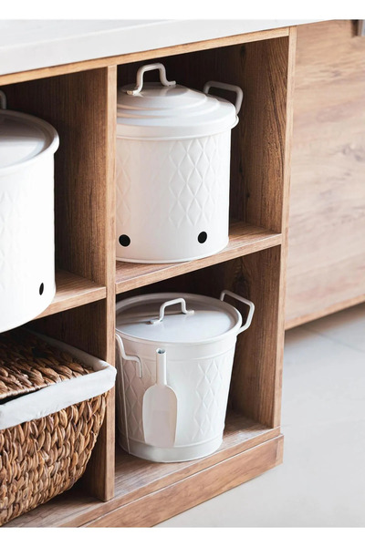 The Mia 1 Prizma Deterjan Saklama Kabı Beyaz PZM0021 Metal Beyaz Banyo