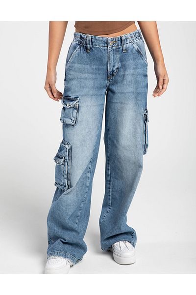 september island Classic Jeans Color Denim Y2K Cargo Jeans