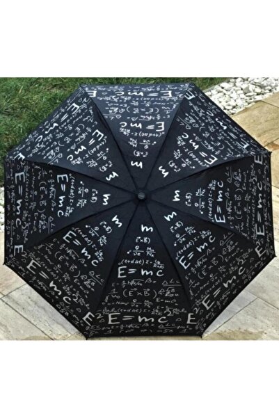 Genel Markalar Unisex Siyah Matematik Desenli Şemsiye, Şık ve Kullanışlı Yağm...