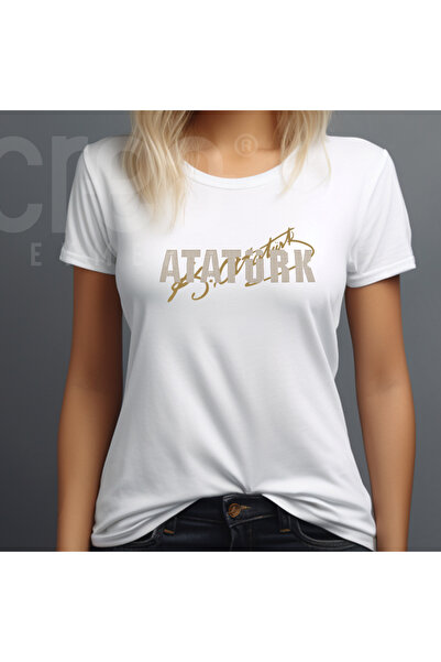 Crea Eymer Wear Tricou din bumbac cu imprimeu cu piatră de bronz Ataturk, neg...