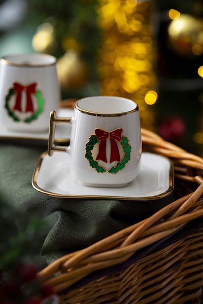 ACAR Leone New Year's 2-Person Ribbon Coffee Cup Set - 90 ml