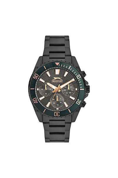 Slazenger Erkek Kol Saati Yeni Sezon Çelik Kordon Siyah Renk Bileklik Hediyeli