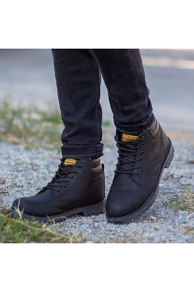 mackrock sports Ανδρικές χειμερινές μπότες - Τεχνητό δέρμα, μαλλί, αδιάβροχο, ορθοπεδικά κορδόνια