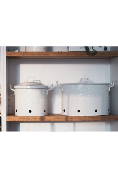 The Mia Prizma Patates & Soğan Kabı Beyaz 30x30x30 Cm Pzm0008