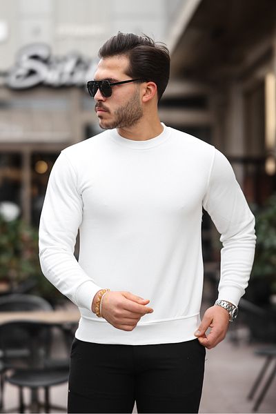 MODA Crew Neck Basic Triplet Diagonal Quality Fabric Sweatshirt