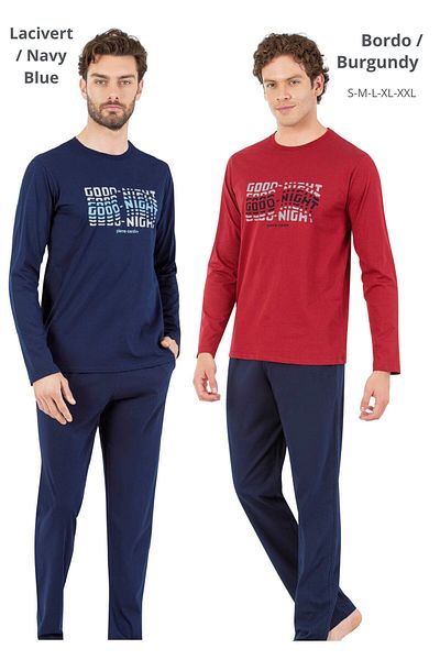 Pierre Cardin Men's Wide Fit Cotton Combed Crew Neck Pocket Pajamas Set