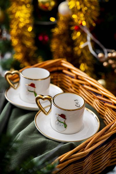 ACAR Limoges New Year's Snowman Cup Set for 2 - 90 ml