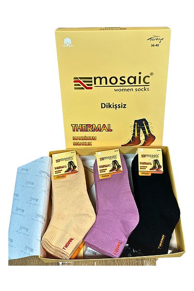 socksbox Șosete premium pentru femei, fără sudură, termice la mijlocul capului/12 perechi/36-40