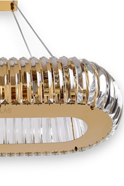 KLAS CAM TRUVA OVAL GOLD,KROM KRİSTAL PASLANMAZ AVİZE