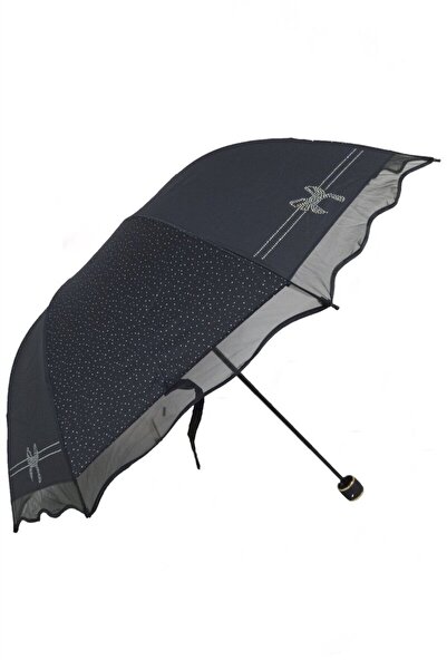 VANCKEY Kar Tanesi Taş Baskılı Fiyonklu Şemsiye